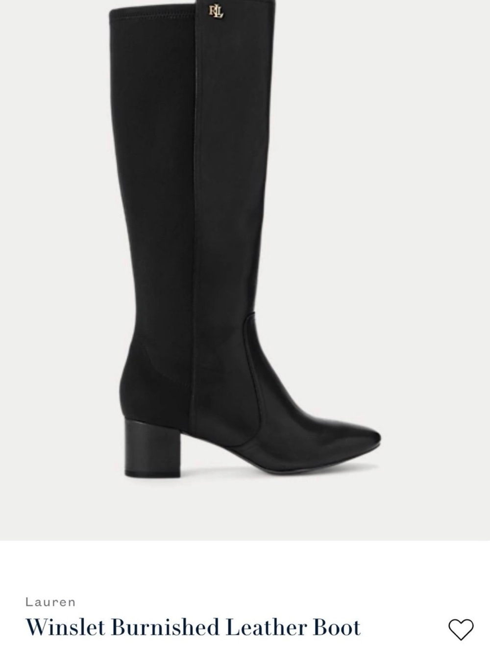 Lauren Ralph Lauren Black Over-the-Knee Burnished Leather Boots